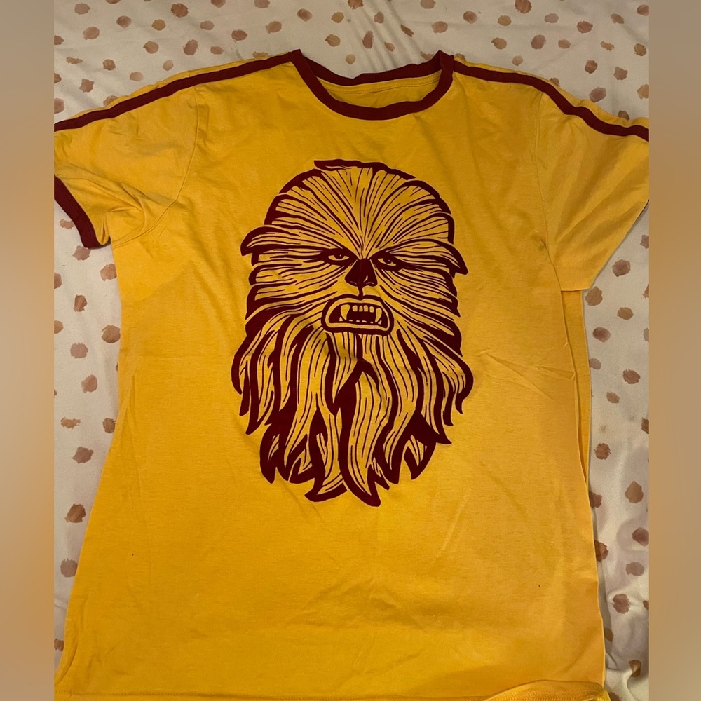 Star Wars 70’s Style Chewbacca Velvet Graphic Yellow Tshirt